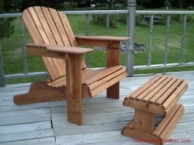 Adirondack 3-pc Outdoor Patio Lawn Chair Ottoman Furniture Wood Plans Plan